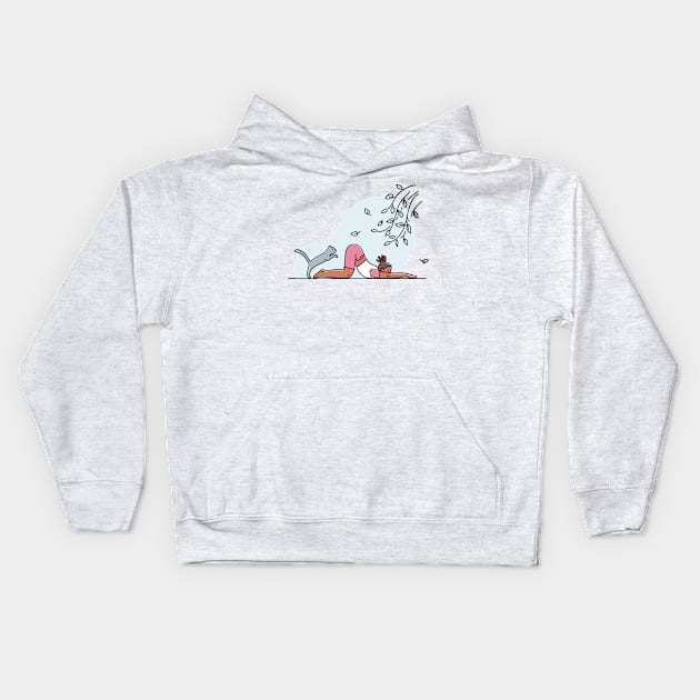 YOGA WITH CAT ILLUSTRATION Kids Hoodie by Trio Store